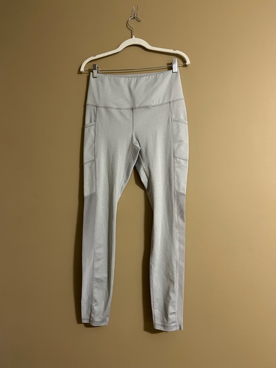 Reebok Pants - Reebok Light Gray High-Waist Leggings with Side Pockets Mesh Siding